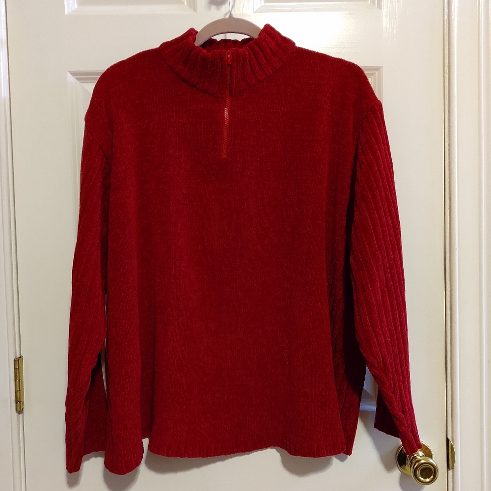 Classic Elements Women's Red Long Sleeve Chenille Sweater Size 3X